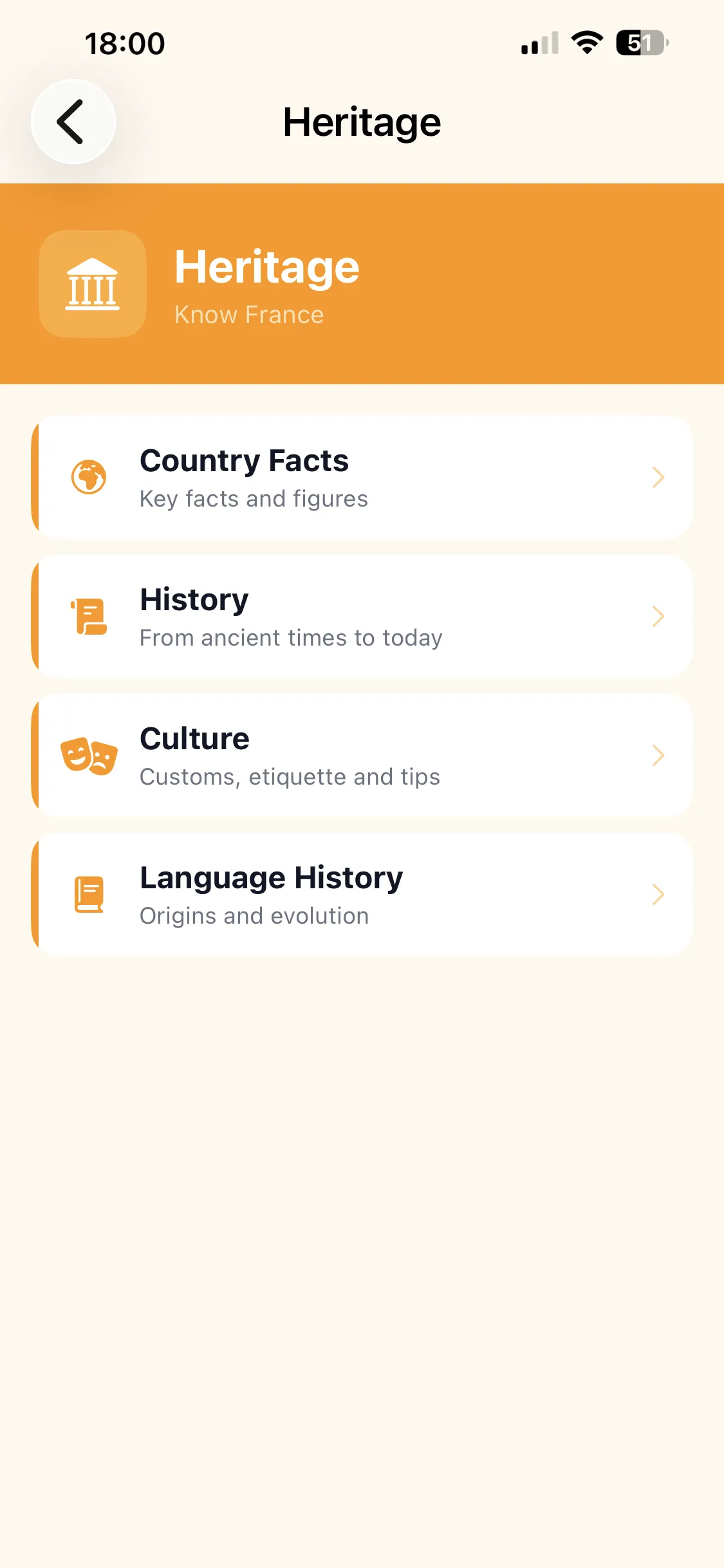 The Heritage section for France in Country Survival Kit — know the country